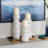 White Coastal Candle Holder Set