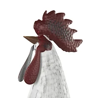 17.5" White Metal Rooster Garden Sculpture