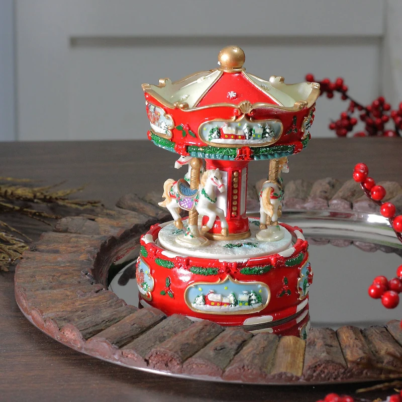 6.5" Animated Carousel Music Box