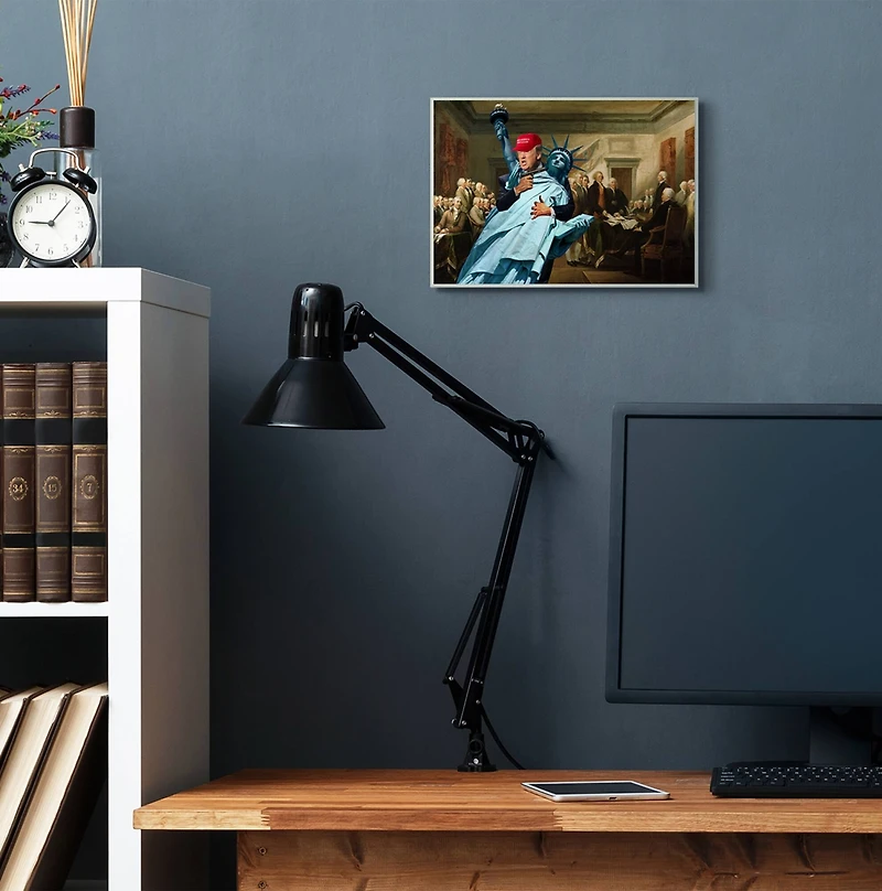 Stupell Industries Liberty Threatened and Founding Fathers American Opinion Wall Plaque Art