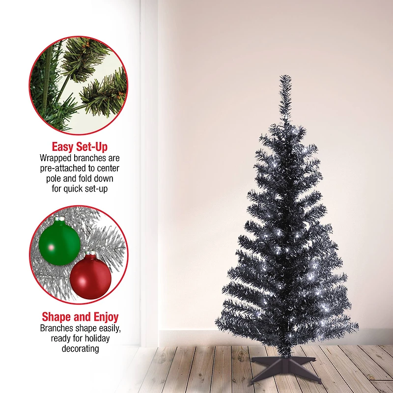 4ft. Pre-Lit Tinsel Artificial Christmas Tree