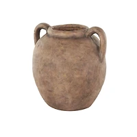 10.5" Copper Antique-Style Textured Ceramic Vase with Handles
