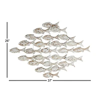 37" White Wood Fish Coastal Wall Decor