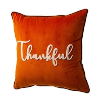 Glitzhome® Orange Velvet Thankful Pillow Cover
