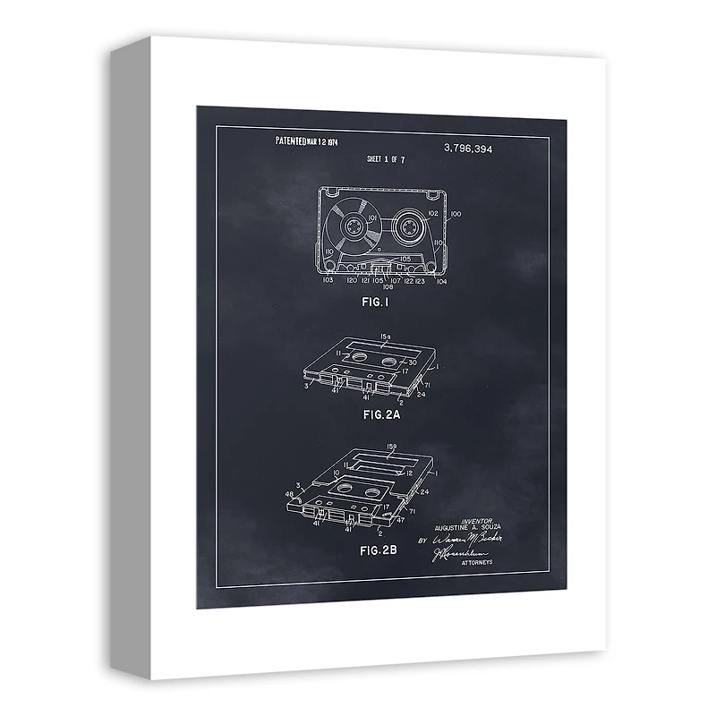 Cassette Tape Patent 12" x 16" Canvas Wall Art
