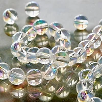 Crystal Aurora Borealis Faceted Glass Round Beads, 8mm by Bead Landing™
