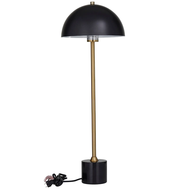 Black Metal Umbrella Style Desk Lamp with Marble Base 10" x 10" x 28