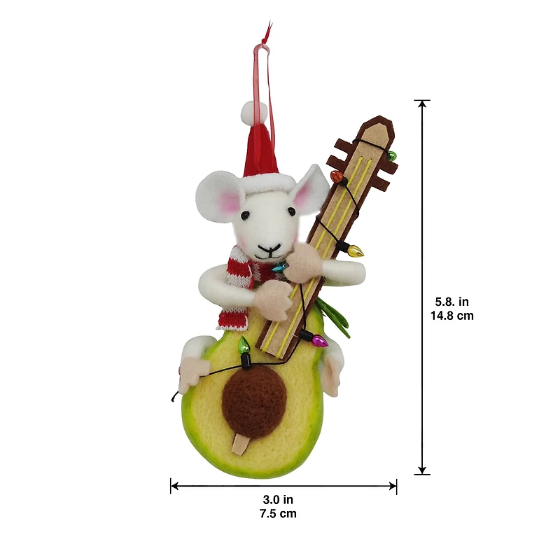 6" Mouse Playing Guitar Felt Ornament by Ashland®