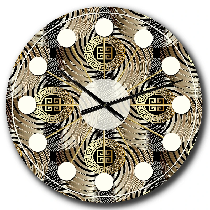 Designart 'Circular Geometric Retro Abstract I Mid-Century Modern Wall Clock