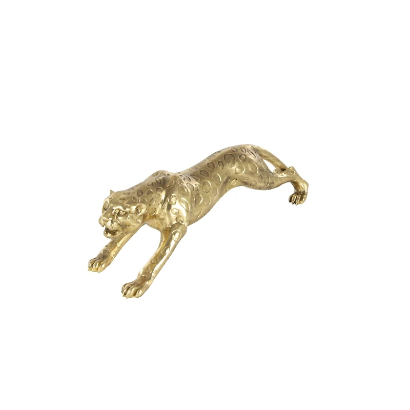 34" Gold Polystone Glam Leopard Sculpture