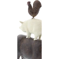 14" Brown Polystone Farmhouse Animals Sculpture