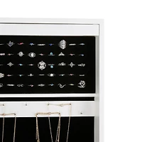 Mind Reader White Wall Mounted Full Length Mirror Jewelry Organizer