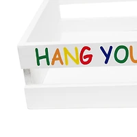 Elegant Designs Small White Wash Kids Towel Holder, Frame & Toilet Paper Holder Set