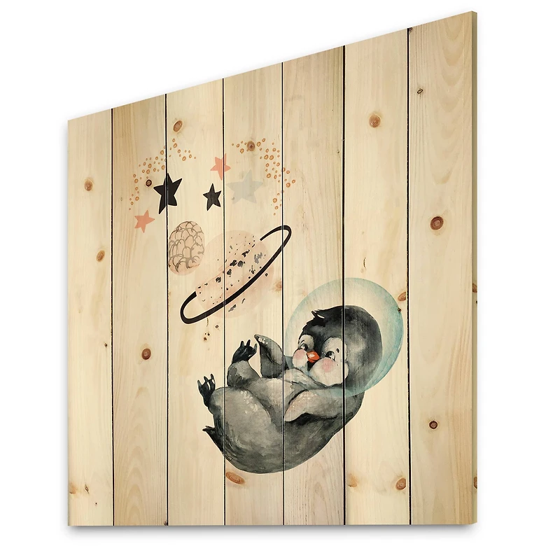 Designart - Little Penguin With Stars and Planets I
