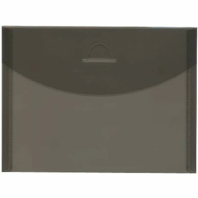 JAM Paper 5.5" x 7.38" Smokey Gray Plastic Tuck Flap Booklet Envelopes, 24ct.