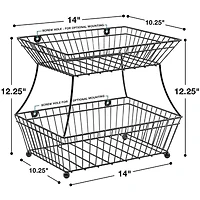 Sorbus 2-Tier Flat-Back Metal Basket