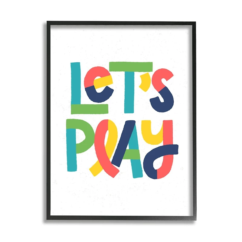 Stupell Industries Let's Play Motivational Kids' Phrase Bold Playful Typography Framed Wall Art