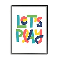 Stupell Industries Let's Play Motivational Kids' Phrase Bold Playful Typography Framed Wall Art