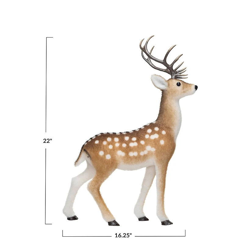 Hello Honey® 22" Brown & White Flocked Foam Standing Deer with Antlers