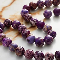 12 Pack: Purple Crackled Jasper Round Beads, 8mm by Bead Landing™
