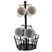 Mind Reader Black Countertop Mug Tree Cup Rack & Single Serve Coffee Pod Storage