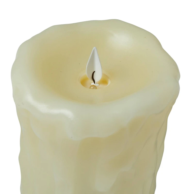 Hello Honey® 5" Ivory Pillar LED Candle with Embossed Faux Melted Wax