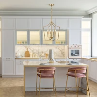 Hello Honey® Constance Brushed Gold Tapered Metal 4-Light Candelabra Chandelier Style Ceiling Light