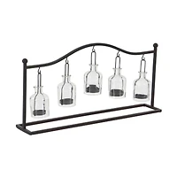 24" Black Iron Farmhouse Candle Holder Lantern