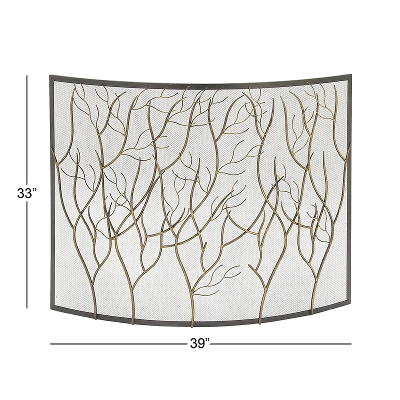 Brass Metal Eclectic Fireplace Screen