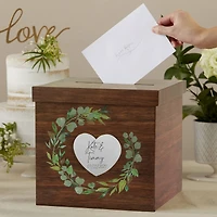 Kate Aspen® Rustic Brown Faux Wood Print Card Box
