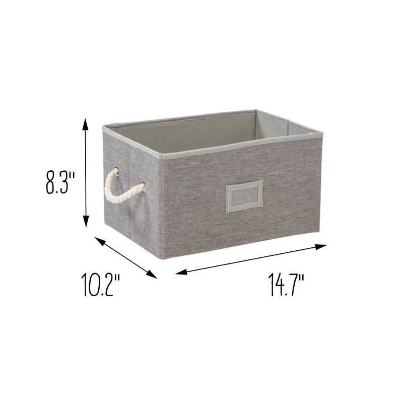 Honey Can Do Heather Gray Large Fabric Storage Bins with Handles, 3ct.