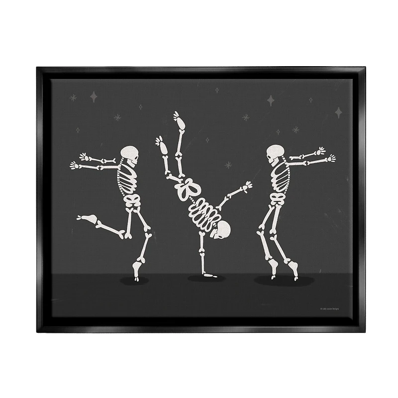 Stupell Industries Three Dancing Skeletons Framed Floater Canvas Wall Art