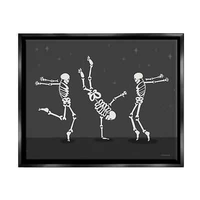 Stupell Industries Three Dancing Skeletons Framed Floater Canvas Wall Art