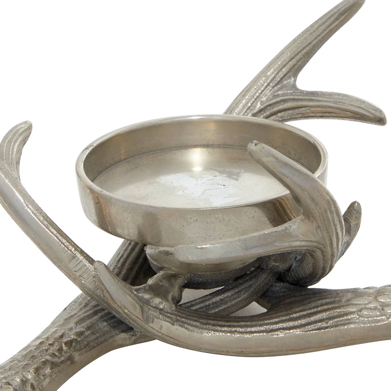 8" Silver Aluminum Traditional Candlestick Holder