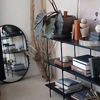 Hello Honey® 35.5" Matte Black Metal Framed Oval Wall Mirror with Balls