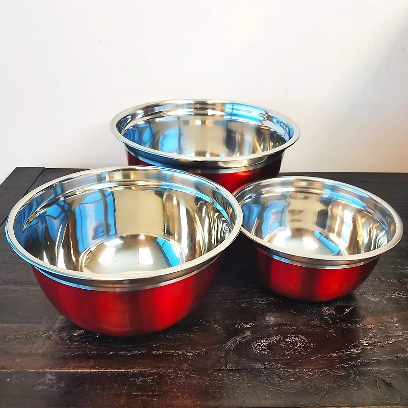 Oster Rosamond Red Stainless Steel Mixing Bowl Set