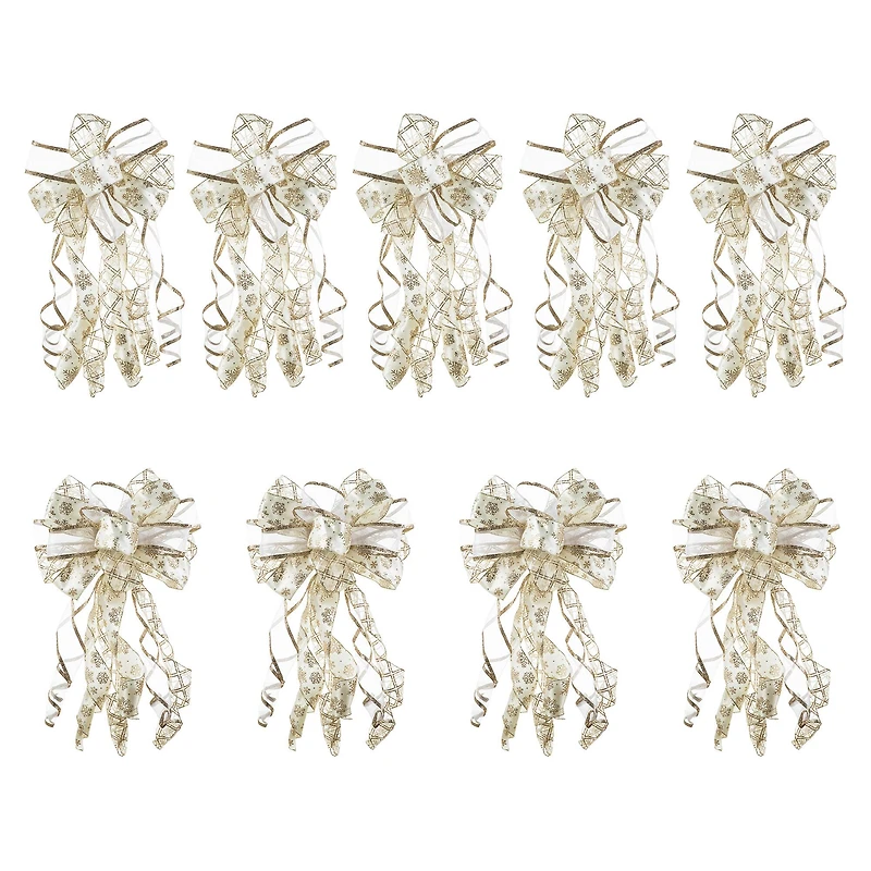 Glitzhome® 32" Elegant Snowflake Ribbon Christmas Bows, 9ct.