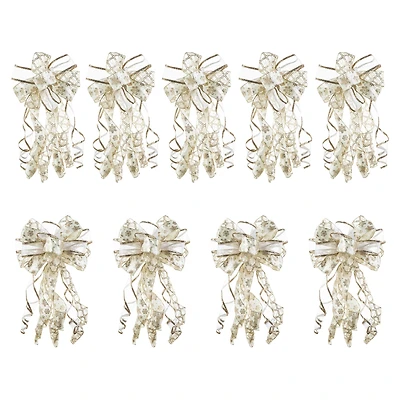 Glitzhome® 32" Elegant Snowflake Ribbon Christmas Bows, 9ct.