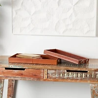 Leather Nesting Tray with Buckle Handles Décor Set
