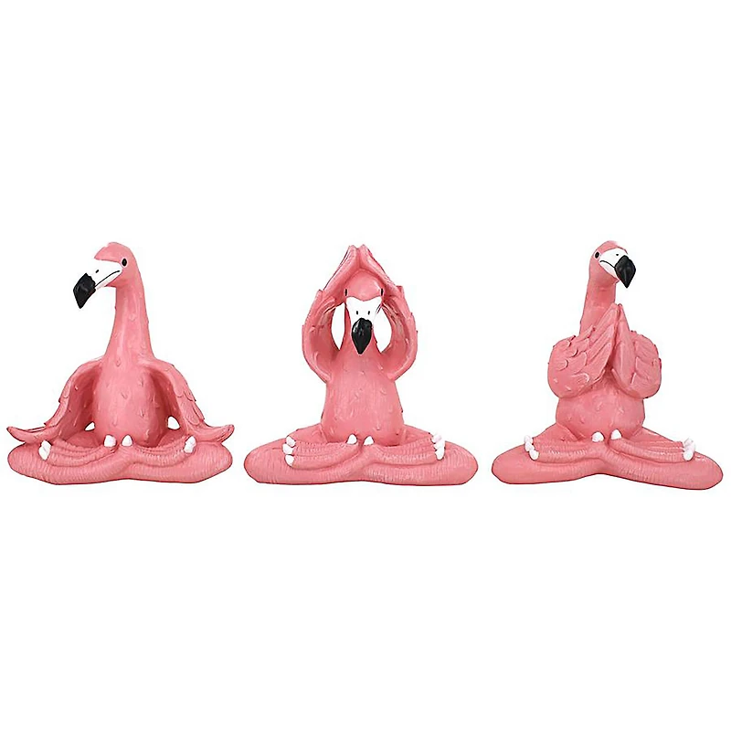 Design Toscano 13.5" Large The Zen of Pink Flamingos Yoga Garden Statues Set