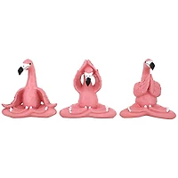 Design Toscano 13.5" Large The Zen of Pink Flamingos Yoga Garden Statues Set