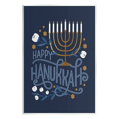 Stupell Industries Happy Hanukkah Traditional Menorah Symbols Wall Plaque Art