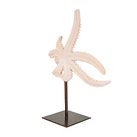 12" Pink Starfish Sculpture with Copper Stand