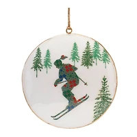 6" Ski & Snowboard Forest Metal Disc Ornaments Set