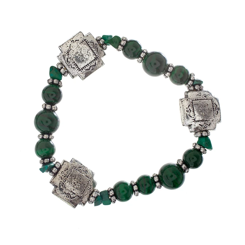 John Bead Malachite No.99 Natural Stone Stretch Bracelet