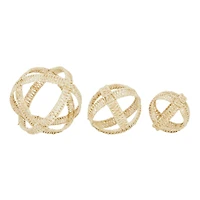 Cream Metal Natural Geometric Sculpture Set