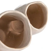 Hello Honey® 6.25" White & Beige 2-Tone Stoneware Vase with Reactive Glaze