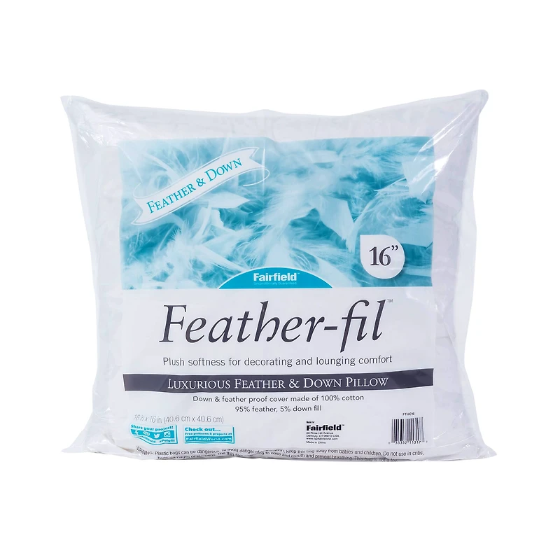 Feather-fil® Luxurious Feather & Down Pillow Insert, 16" x 16"