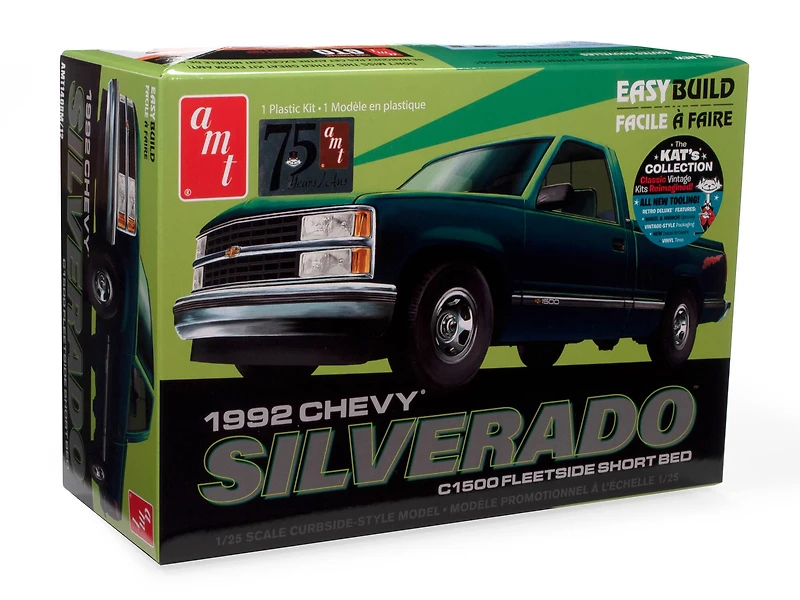 AMT® 1992 Chevy Silverado Fleetside Short Bed Pickup Easy Build 1:25 Scale Model Kit