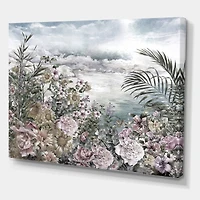 Designart - Retro Flowers By The Sea Side
